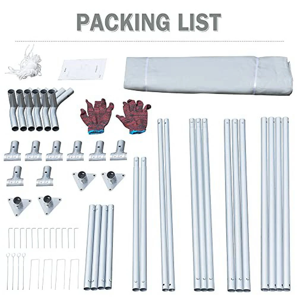 Outdoor Storage Shelter, 6x7 ft Outdoor Carport Shed Motorcycle Tent with 2 Roll-up Zipper Doors and Vents, Portable UV Resistant and Waterproof Storage Shed for Bike, Firewood, Silver Grey