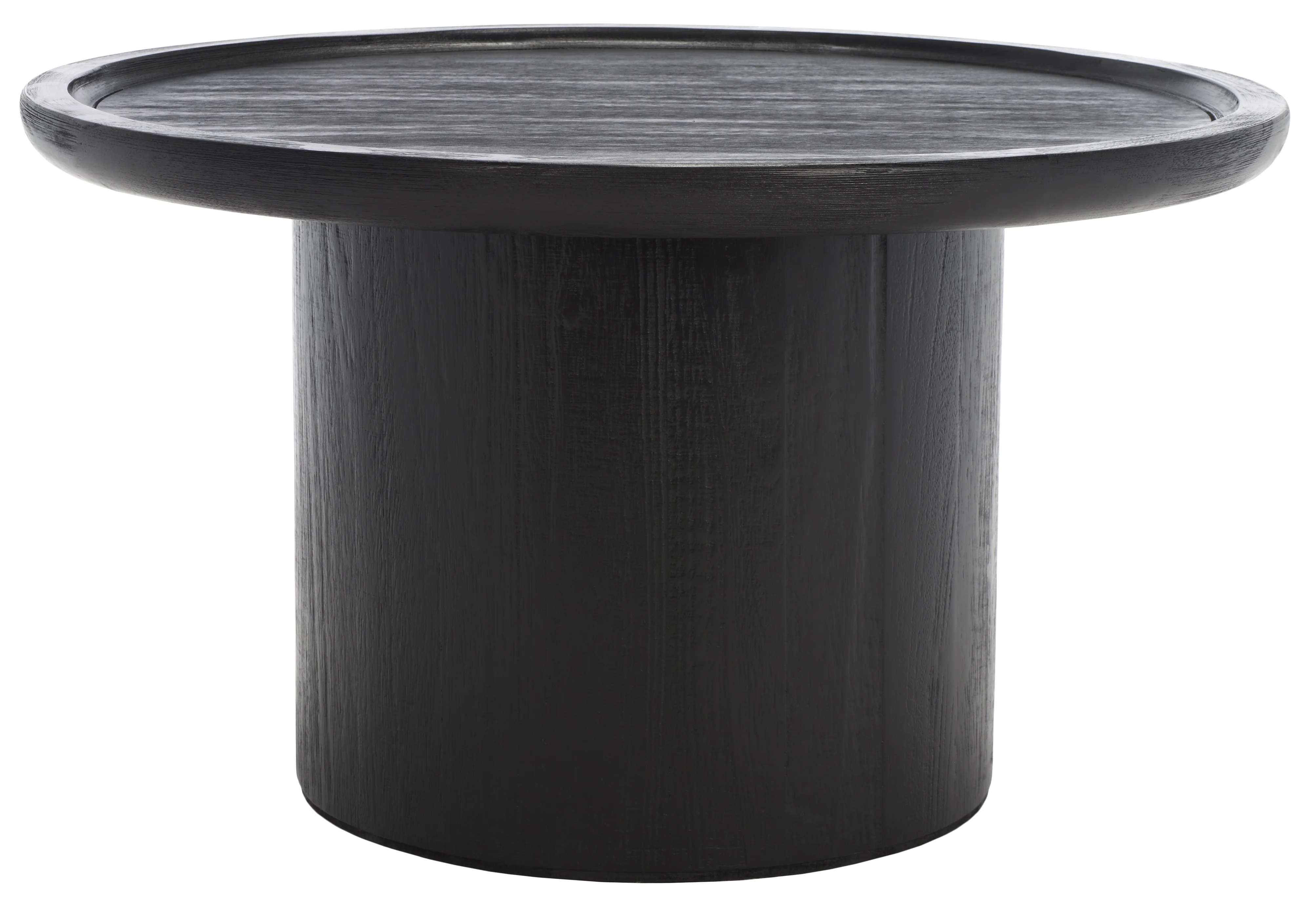 SAFAVIEH Devin Modern Black Grain Round Wood Coffee Table (28 in. W x 28 in. D x 16 in. H)