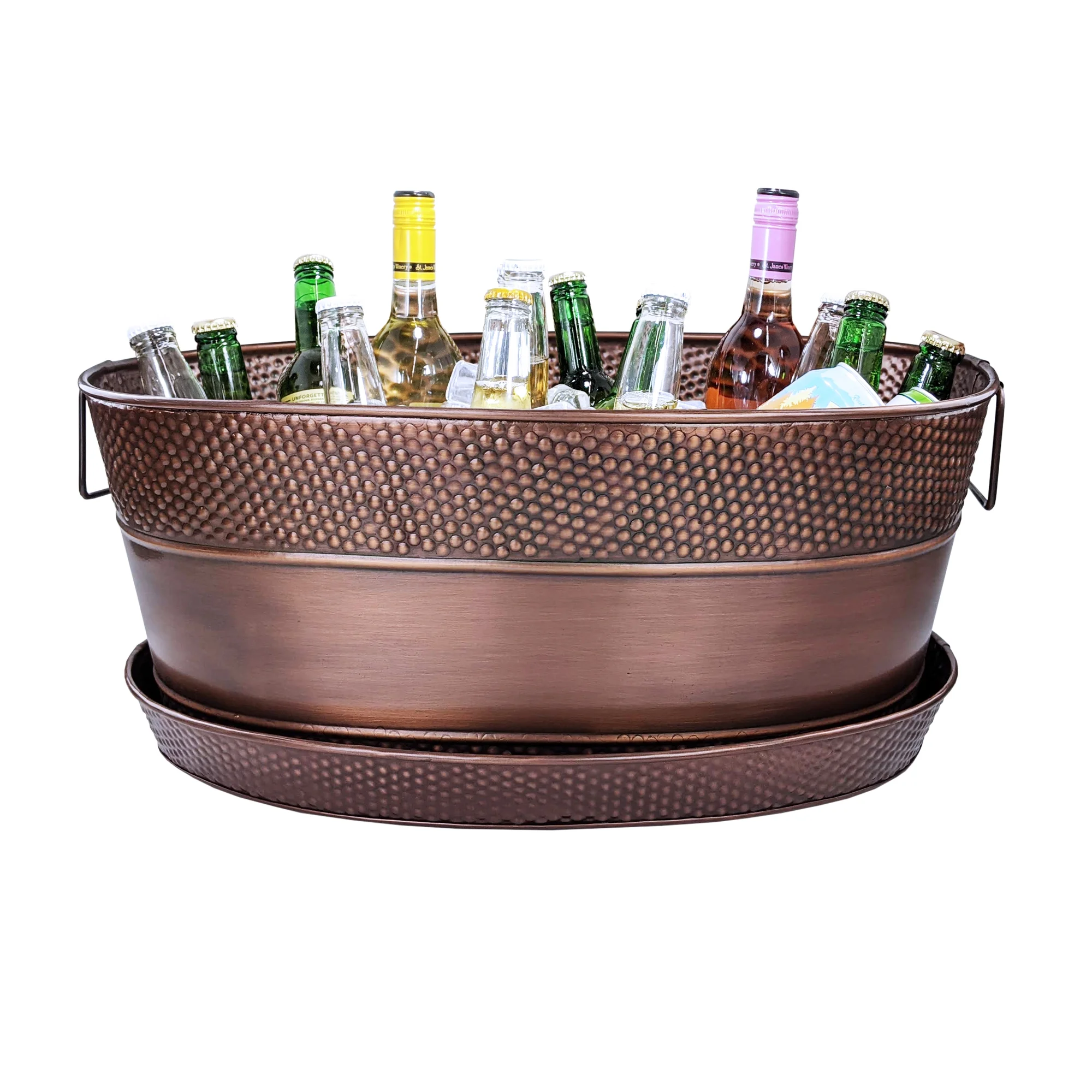BREKX Aspen Beverage Tub with Serving Tray in Hammered Antique Copper Finish 21