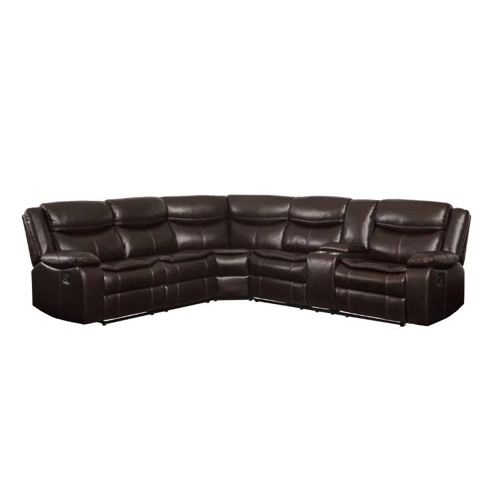 Espresso Leather-Aire Match L-shaped Sectional Sofa by Acme Tavin 52545