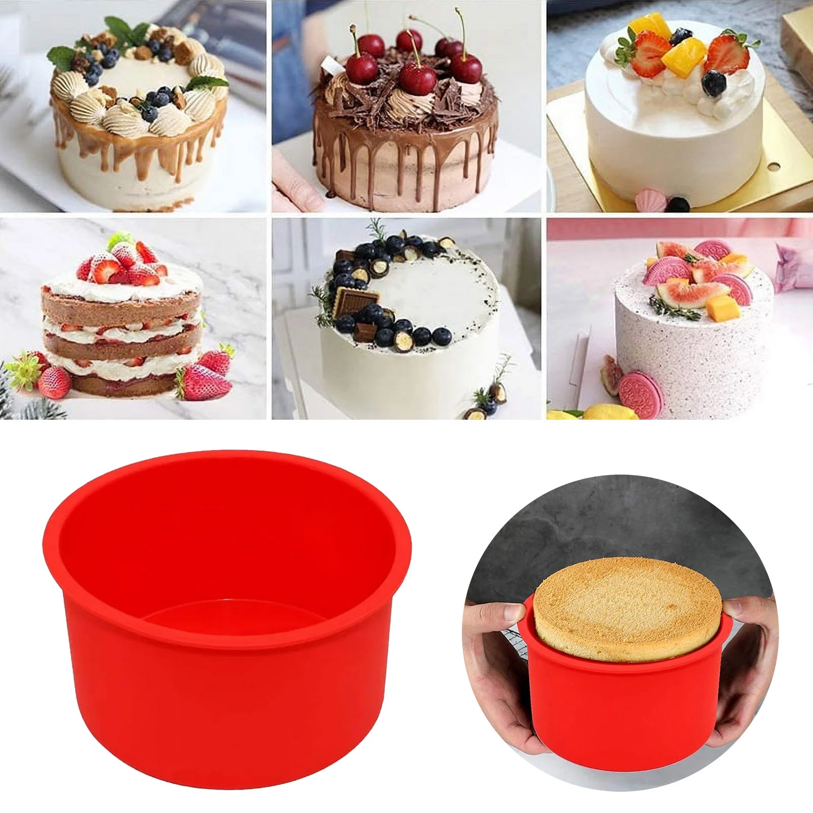 FHKOEGHS Stainless Steel Cake Pan Set Silicone Mini Cake 4 Inch Round Baking Pan Non Stick Silicone Baking Bakeware Pan Reusable Re