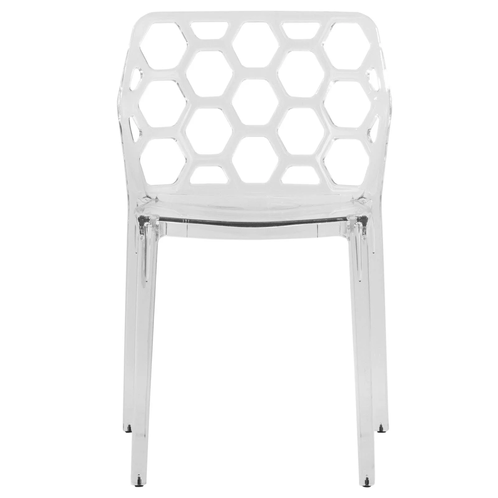 LeisureMod Dynamic Modern Honeycomb Design Dining Chair, Clear