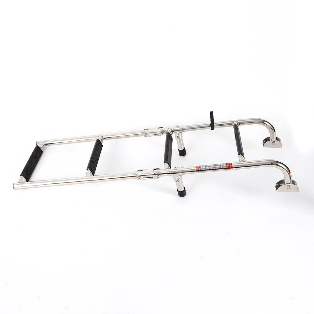 ZhdnBhnos 4 Step Boat Ladder Folding Pontoon Ladder Stainless Steel Telescopic Marine Boat Ladder