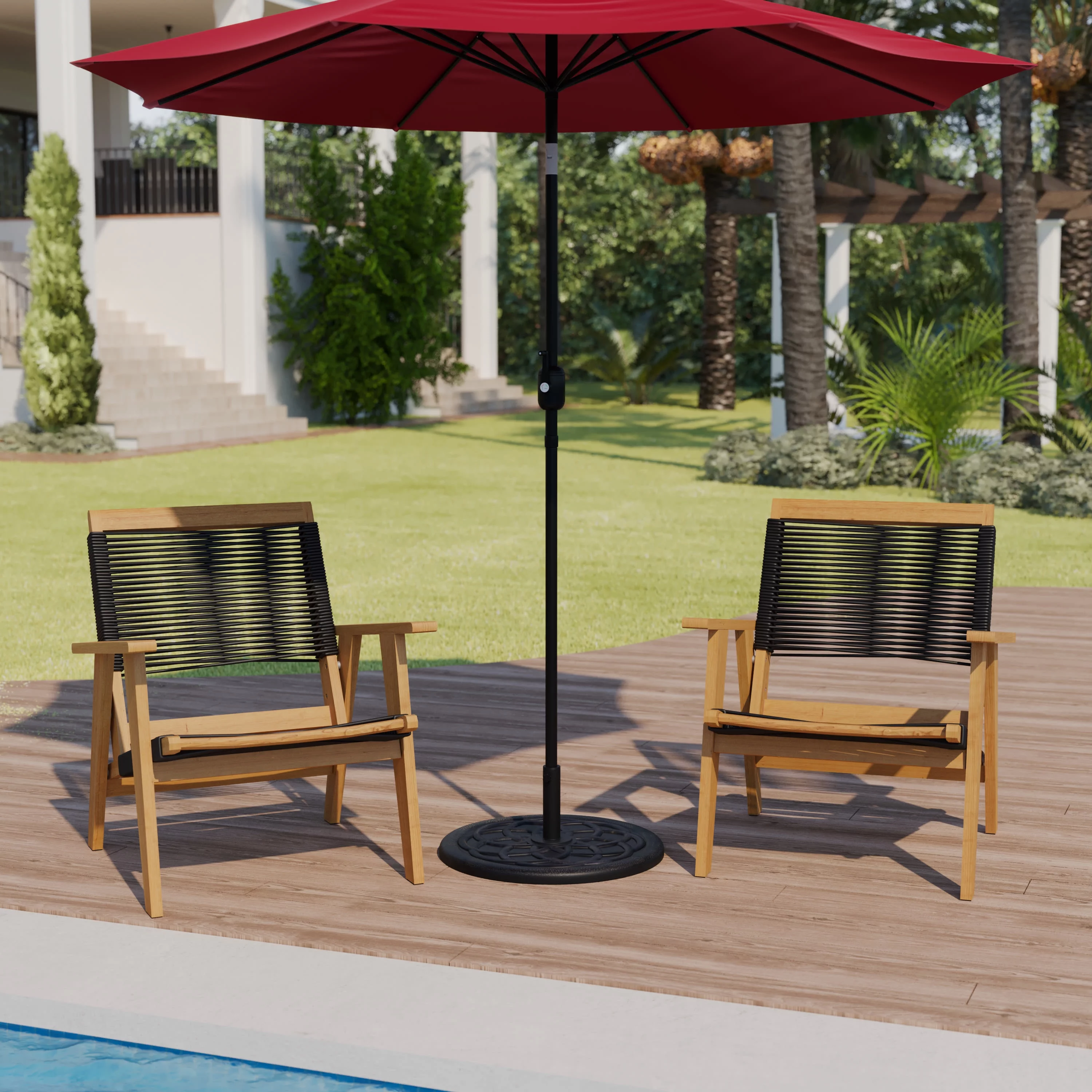 BizChair Universal Bronze Cement Patio Umbrella Base with Weatherproof Plastic Polymer Coating - 19.25