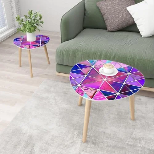 JDZHAPPYLIFE Small Coffee Nesting  Abstract Stained Glass Mosaic Triangle End  Center   Modern   Room Bedroom Balcony