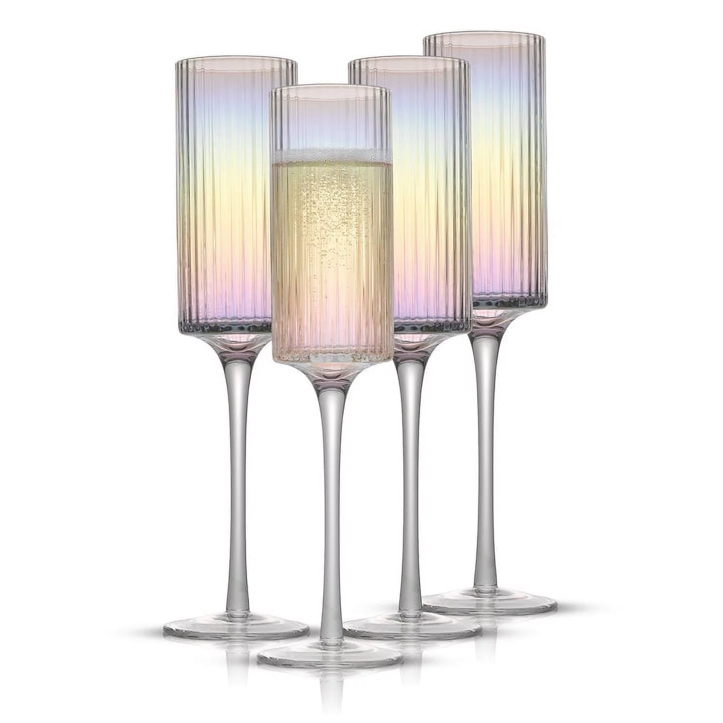 Christian Siriano Chroma Iridescent Champagne Flute Glass - 6 oz - Set of 4