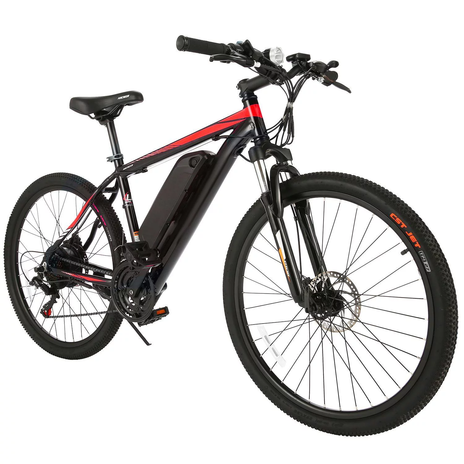 Generic 26 In. 350W Electric Mountain Bike Adult Bicycle, Shimano 21 Speed Commuter Ebike with Removable 10.4Ah Lithium-Ion Battery, 20MPH, Dual Disc Brakes, Red