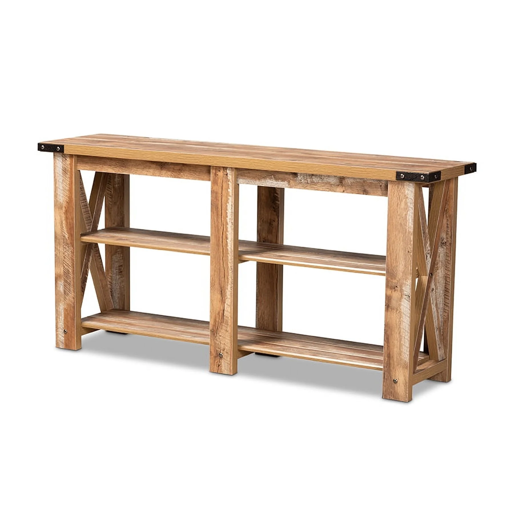 Baxton Studio Angelo Modern and Contemporary Rustic Oak Brown Finished Wood Console Table