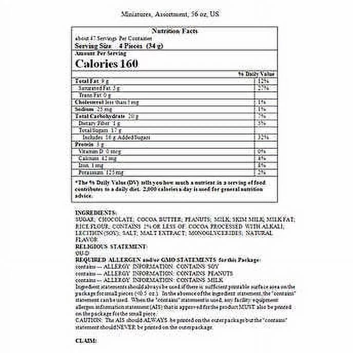 Hershey's Miniatures, Variety Pack, 56 oz