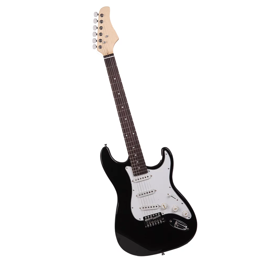 BMTBUY Rosewood Fingerboard Electric Guitar Black w/ White