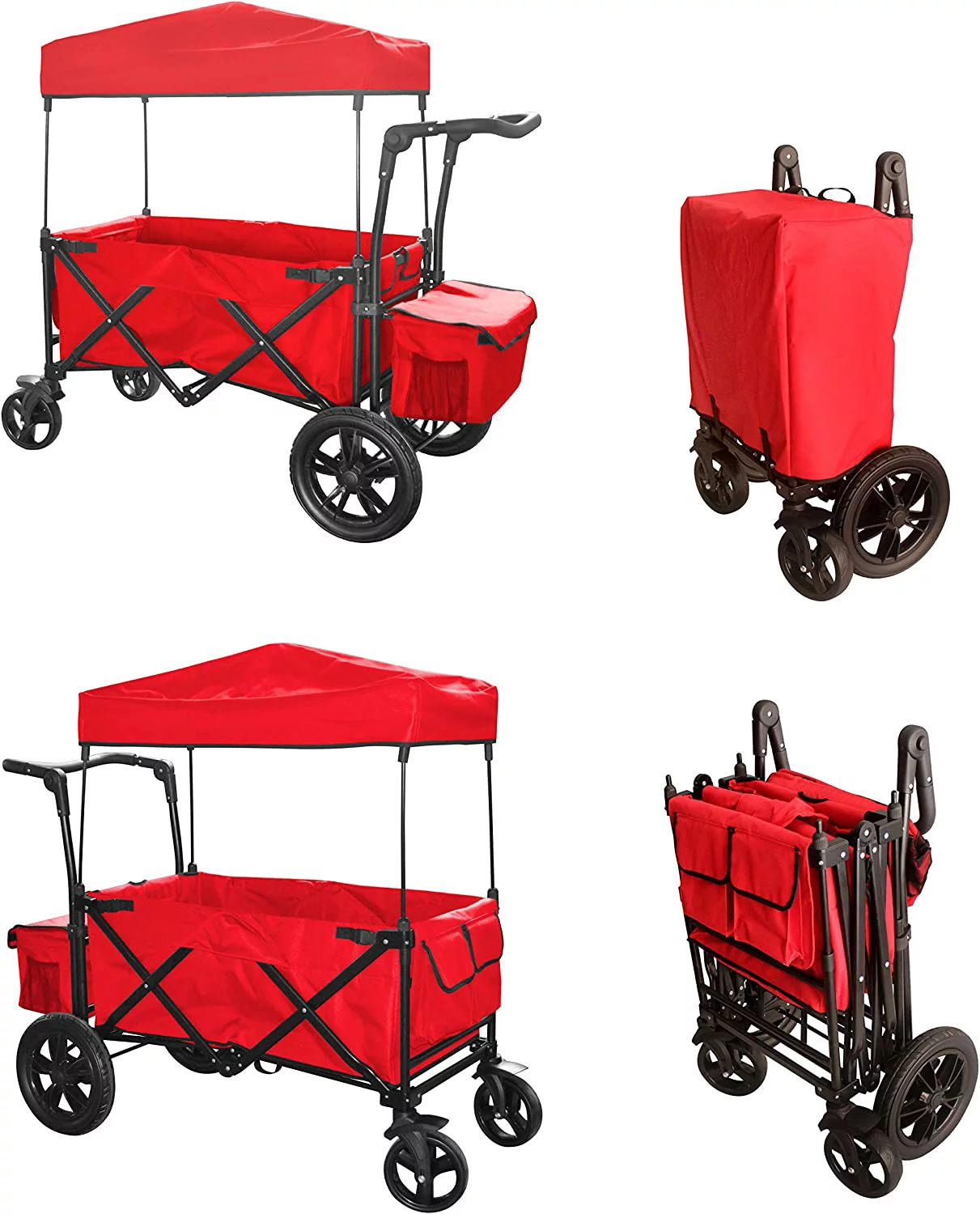 Heavy Duty Sport Outdoor Collapsible Folding Utility Wagon Cart Canopy With Brakes