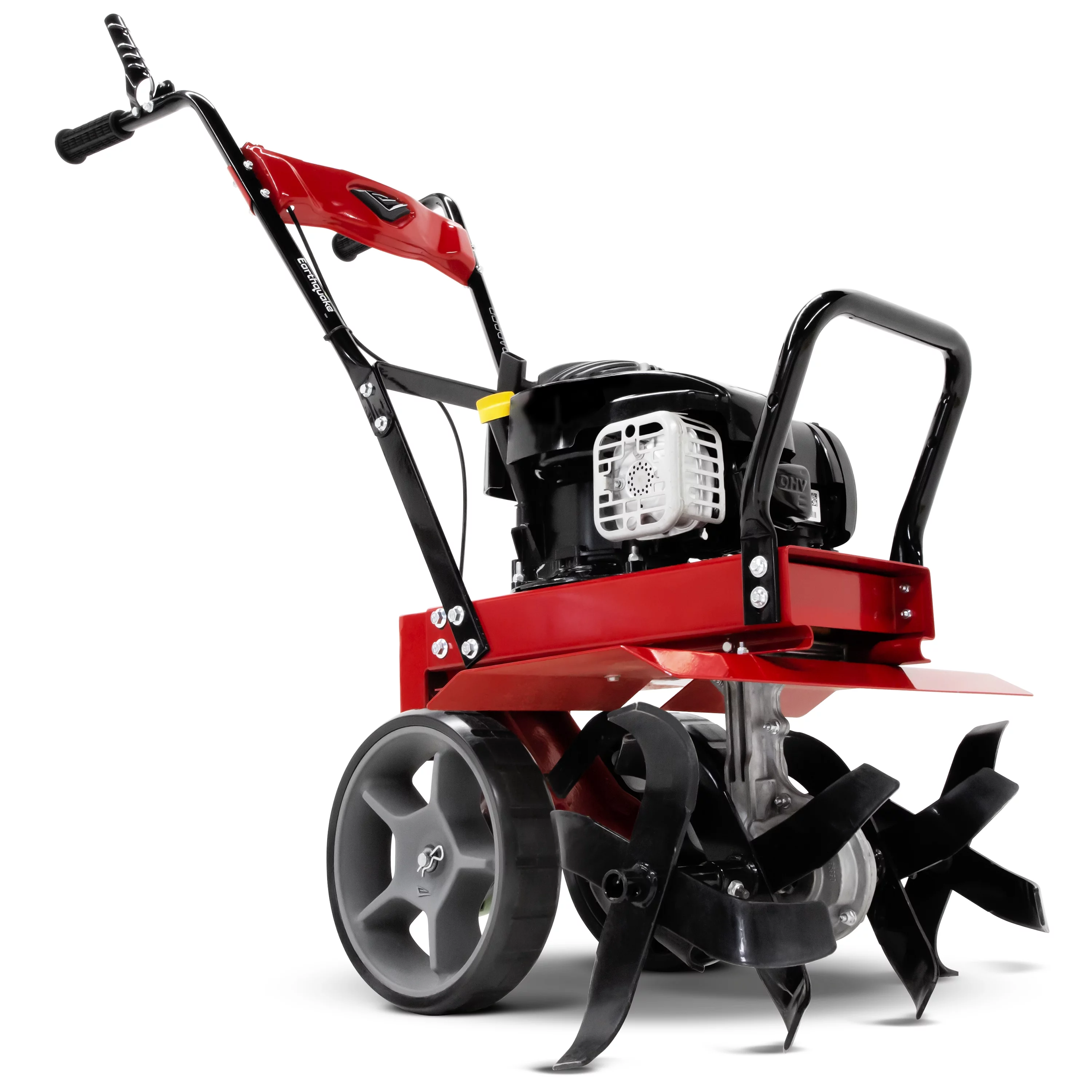 Earthquake Badger Front Tine Tiller, Powerful 140cc 4-Cycle Briggs and Stratton Engine, Two-Position Wheel Assembly, Adjustable Tilling Width, Model: 38040
