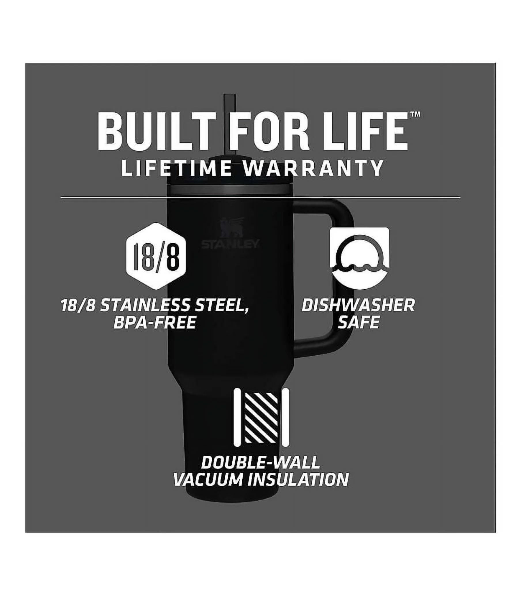 Stanley Cup 40oz with handle Stainless Steel Vacuum Insulated Tumbler Stanley Dupes Copo Termico Stanley ( Black )