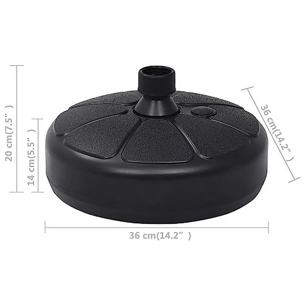 Round Umbrella Base | Outdoor Umbrella Stand | Fillable Parasol Base for Outside Patio, Lawn, Garden | Sand/Water Filled 39.7 lb/4 Gal | Black Plastic 14.2