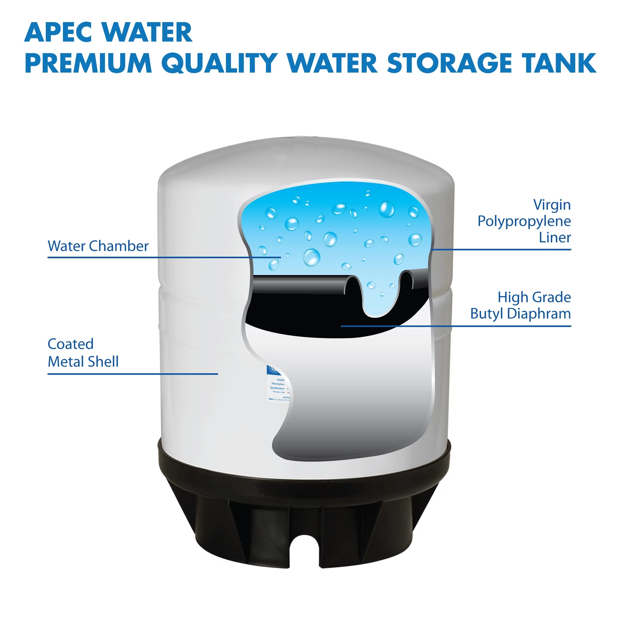 APEC 20 Gal. Pre-Pressurized Residential Commerical Industrial Reverse Osmosis Drinking Water Storage Tank