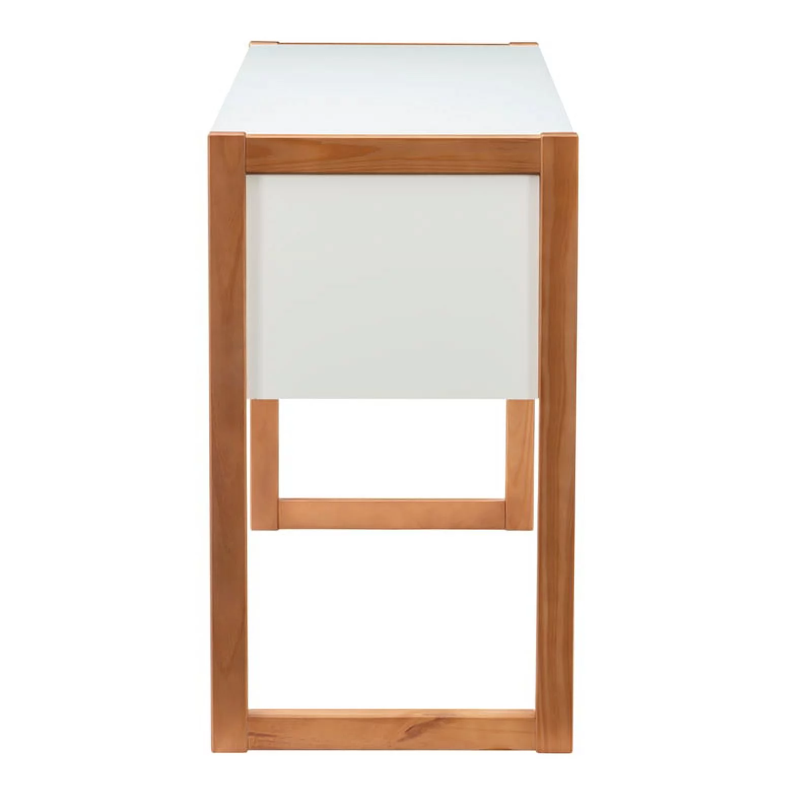 Linon Brock Wood Two Drawer Desk in White and Natural