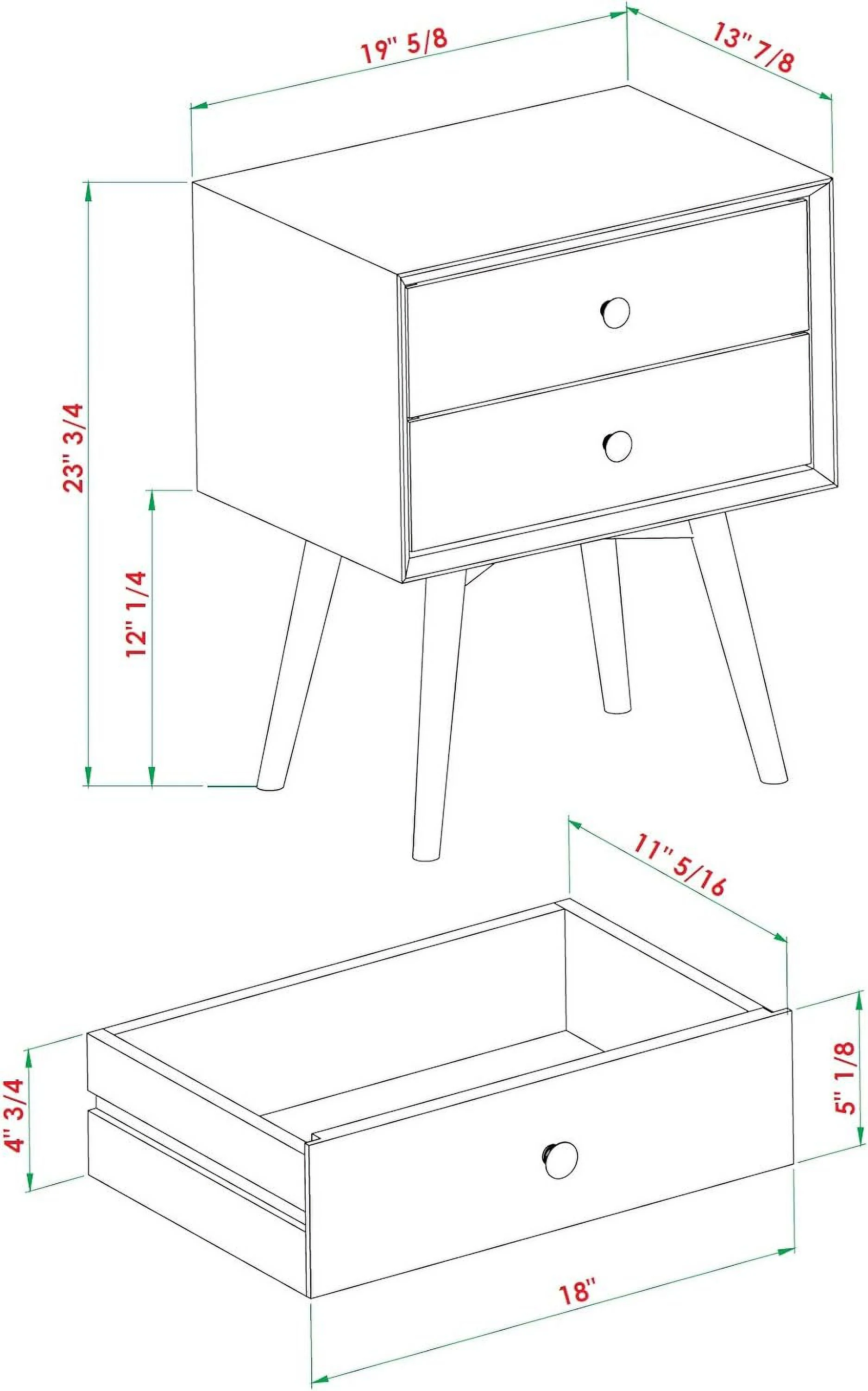 Modern 2-Drawer Solid Wood Nightstands Caramel Finish