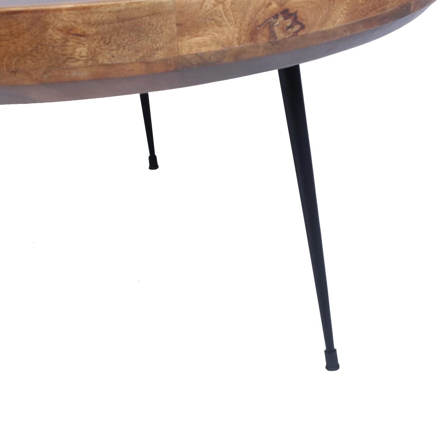 Maykoosh Lakefront Luxury Round Mango Wood Coffee Table With Splayed Metal Legs, Brown And Black