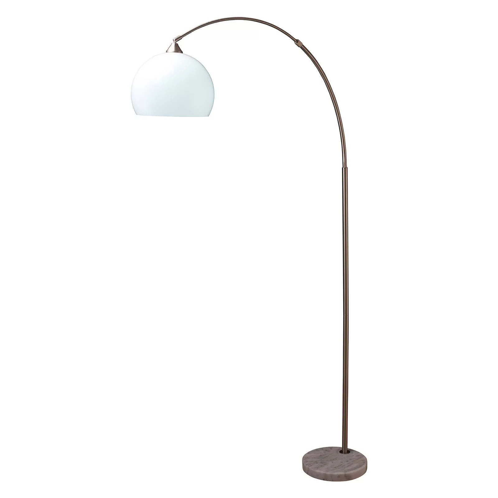 ORE International Modern Silver Arc Floor Lamp on White Marble Base
