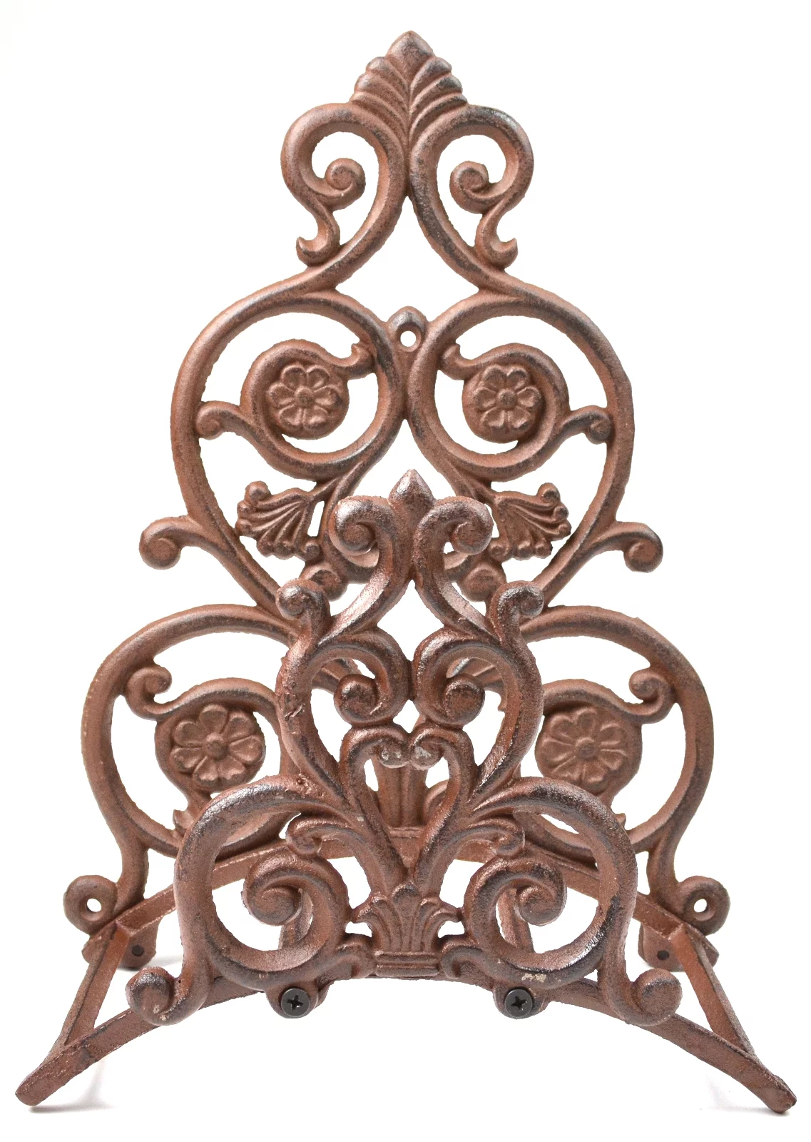 Cast Iron Garden Hose Holder - Floral & Spade Pattern - 13.25