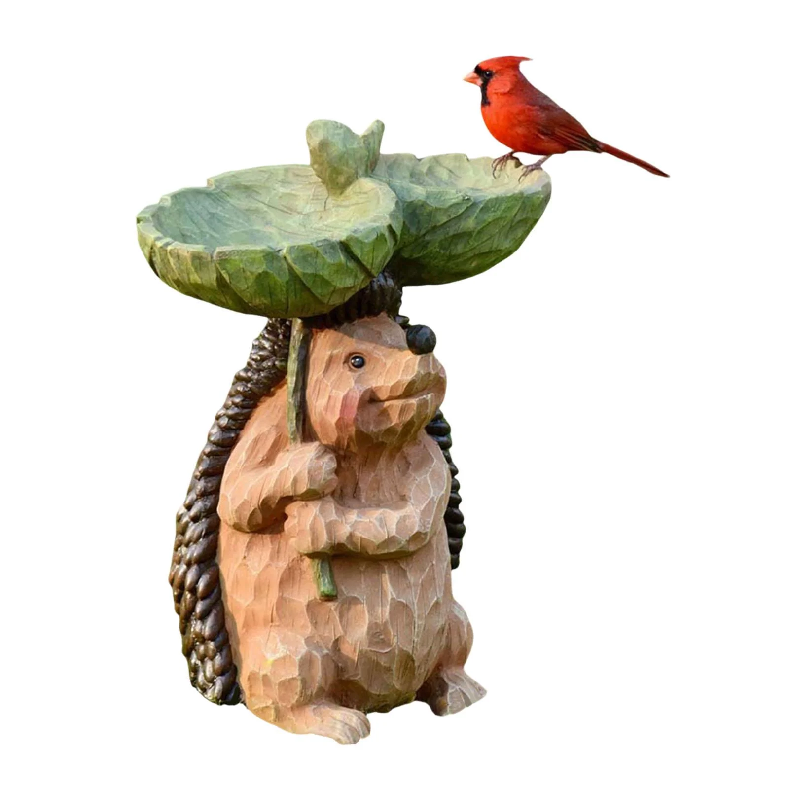 oshhnii Garden Bird Bath Bowl Yard Backyard Sculpture Resin Statue Figurine Resin Feeder Hedgehog 15x10x20cm