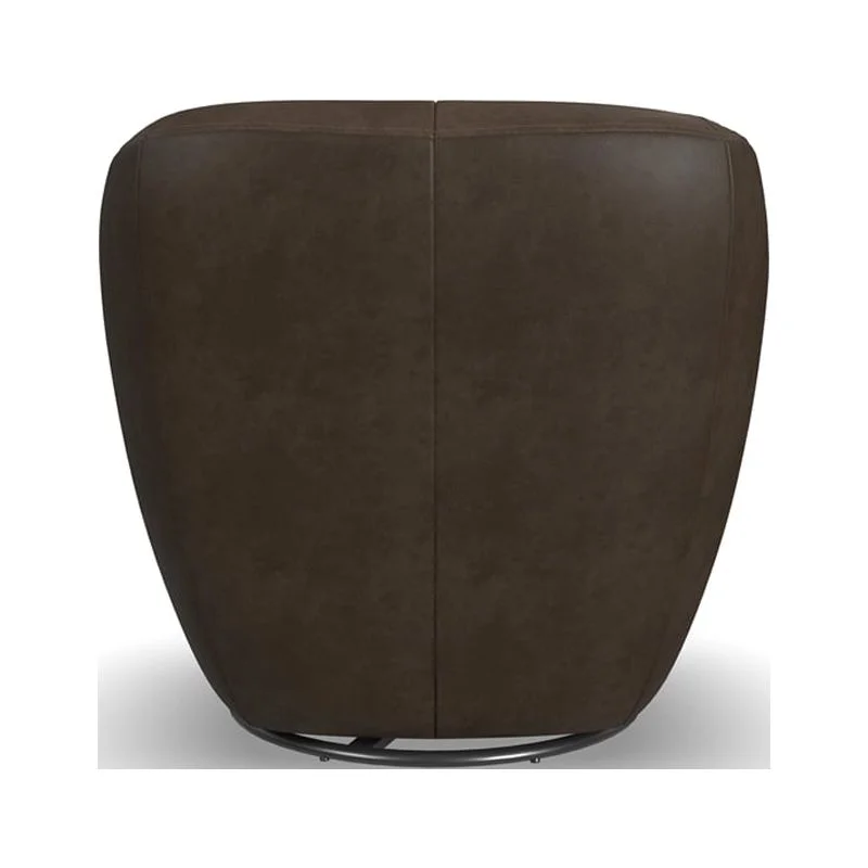Home Square Leather Swivel Chair in Medium Brown Finish - Set of 2