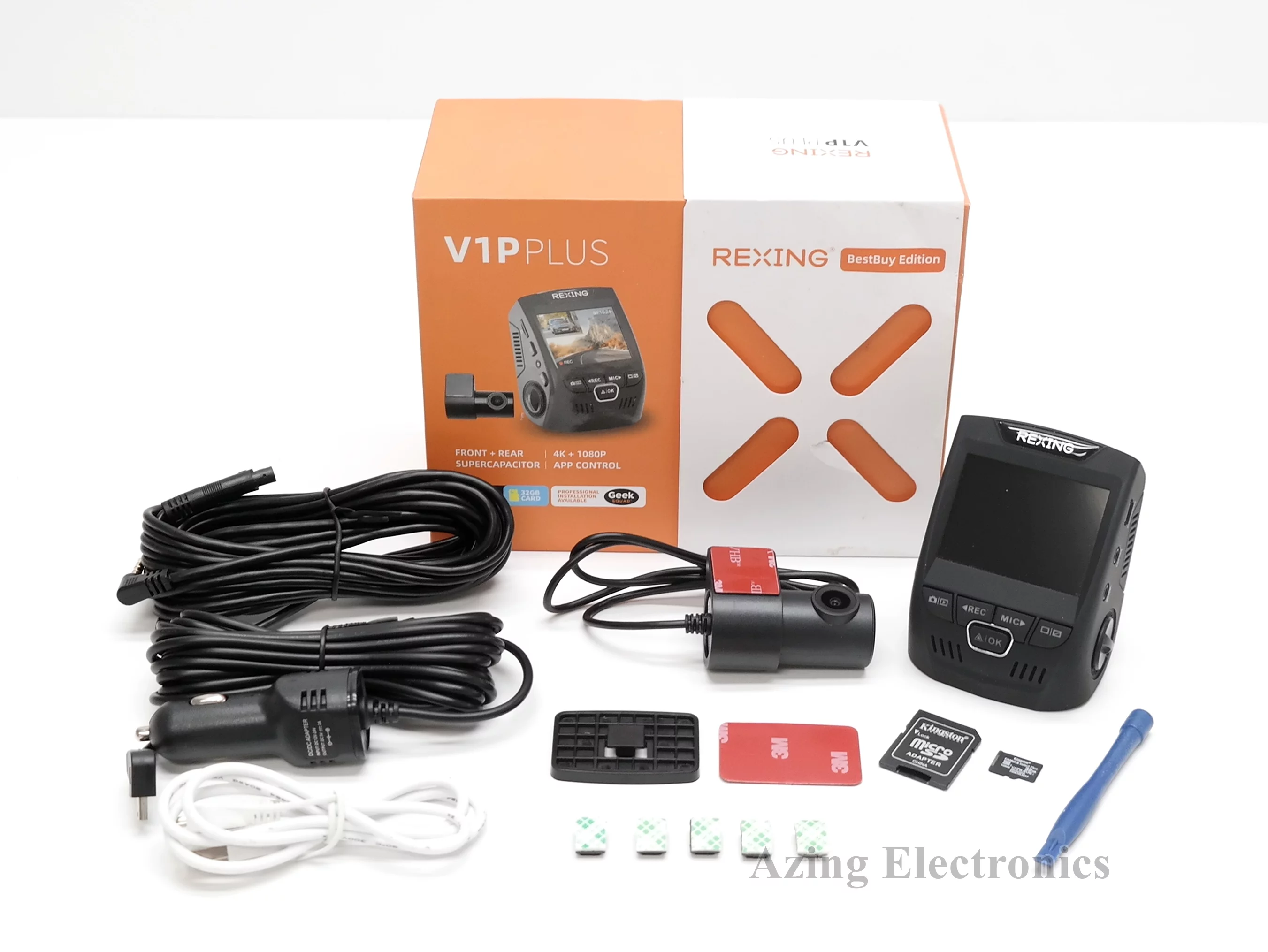 Used Rexing V1P Plus V1P-PLUS-BBY 4K UHD Front and Rear Dash Cam FULL SET Grade B