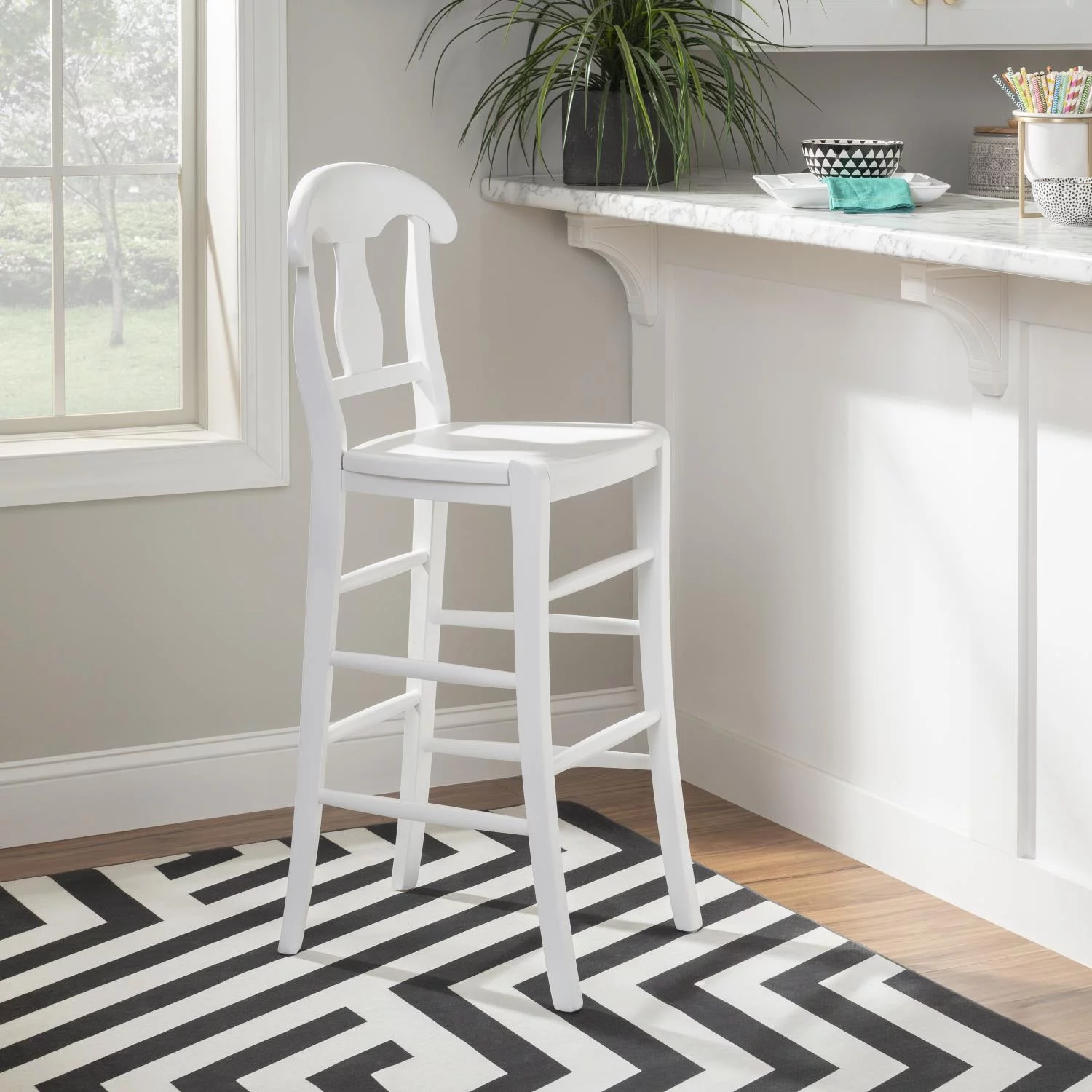 Linon Vander 30 in. Backless Bar Stool - White - Set of 2