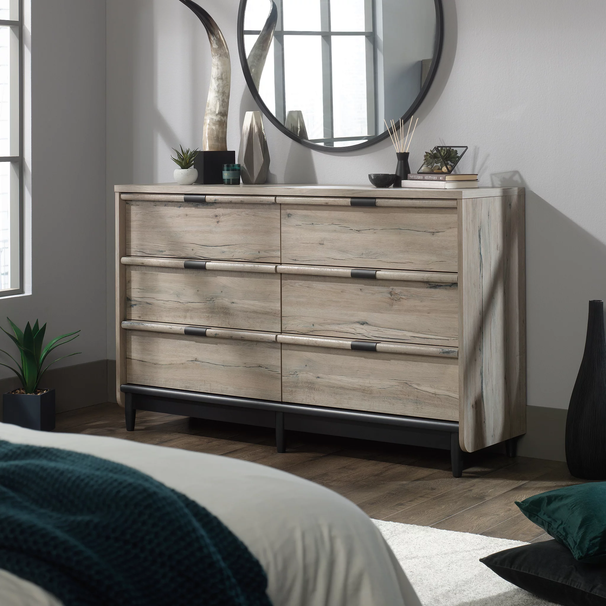 Sauder Linden Market 6-Drawer Dresser, Split Oak Finish