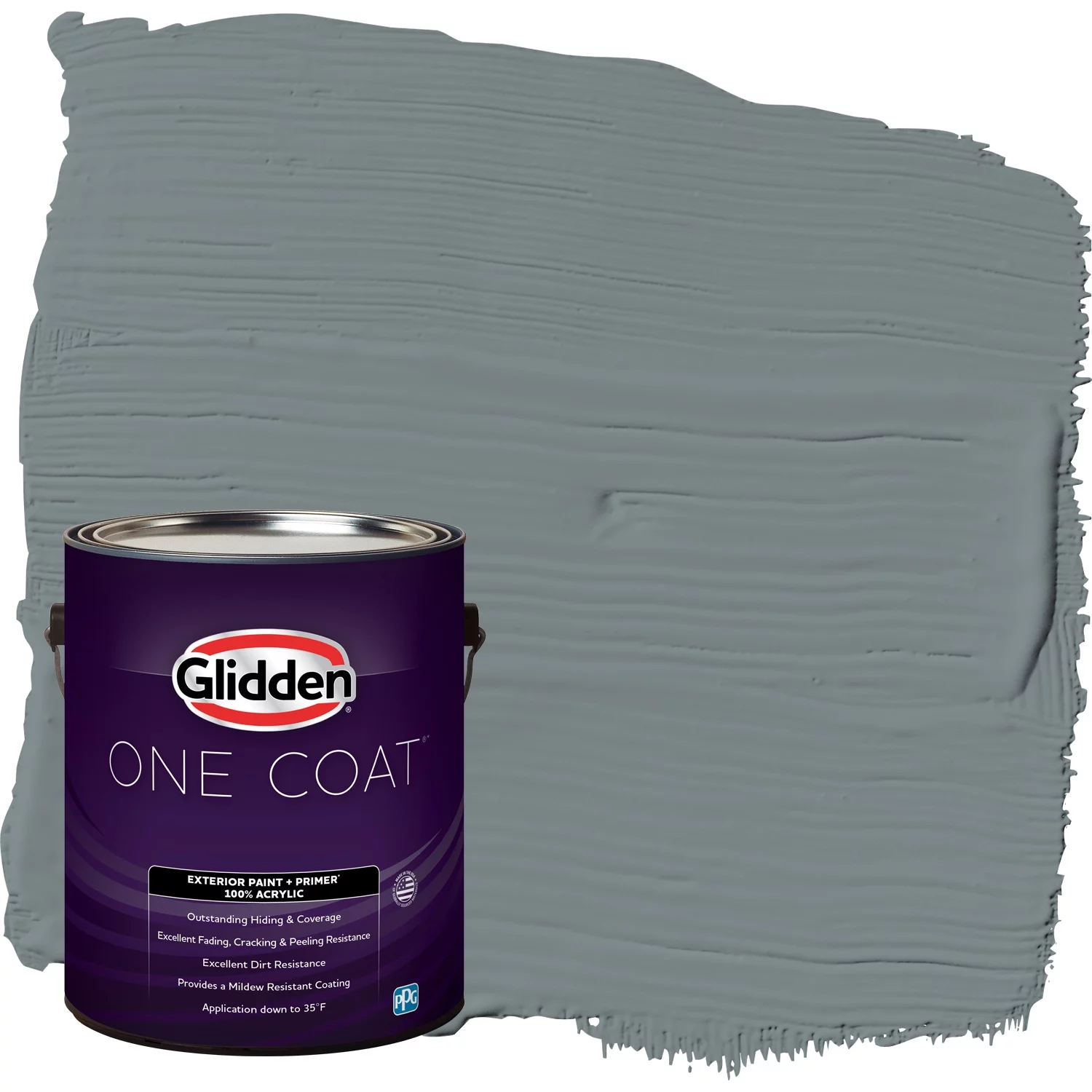 Glidden One Coat Exterior Paint + Primer Garrison Gray / Grey, Flat, 1 Gallon