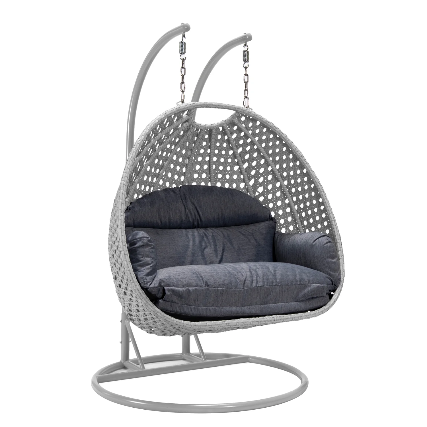 Maykoosh Tuscan Temptations Light Grey Wicker Hanging 2 person Egg Swing Chair