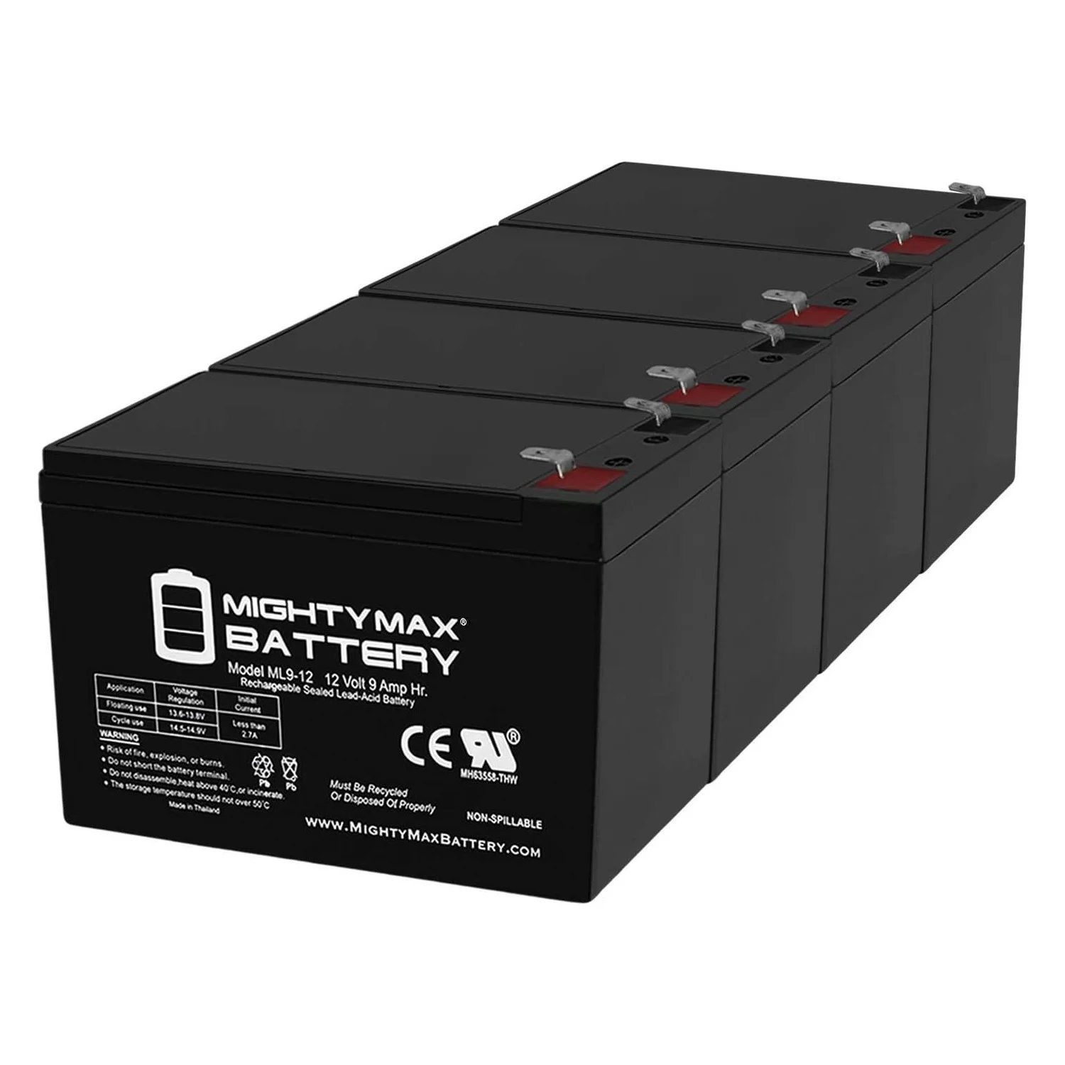 12V 9Ah Battery Replaces Para Systems Minuteman PRO 1000ri - 4 Pack