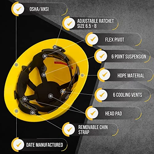Full Brim Hard Hats Construction OSHA Approved Vented Safety Helmet Hard Hat, Cascos De Construccion Work Hardhat for Men/Women Custom Carbon Design 6 Point Ratcheting with Chin Strap