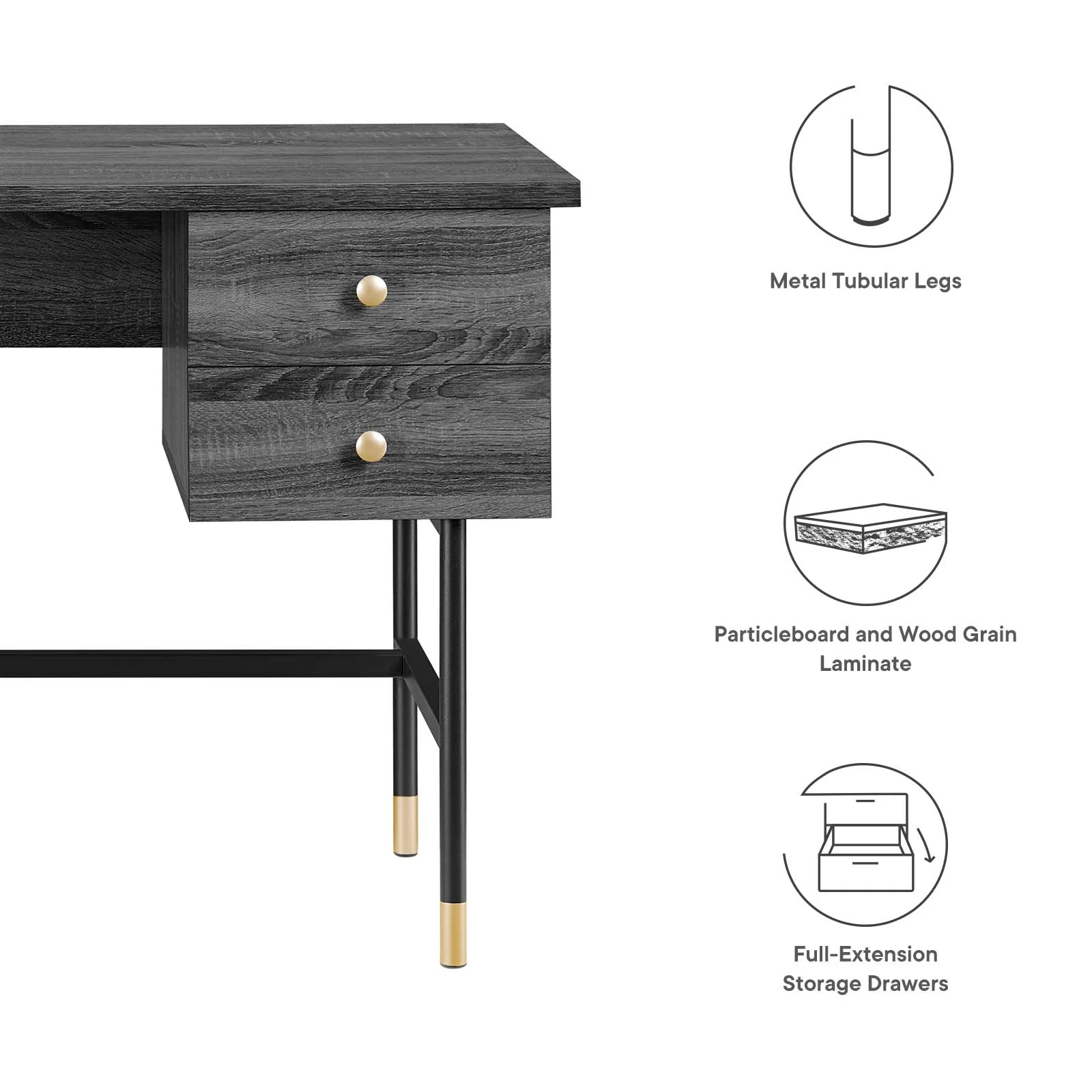 Modway Nexus Office Desk in Black Charcoal