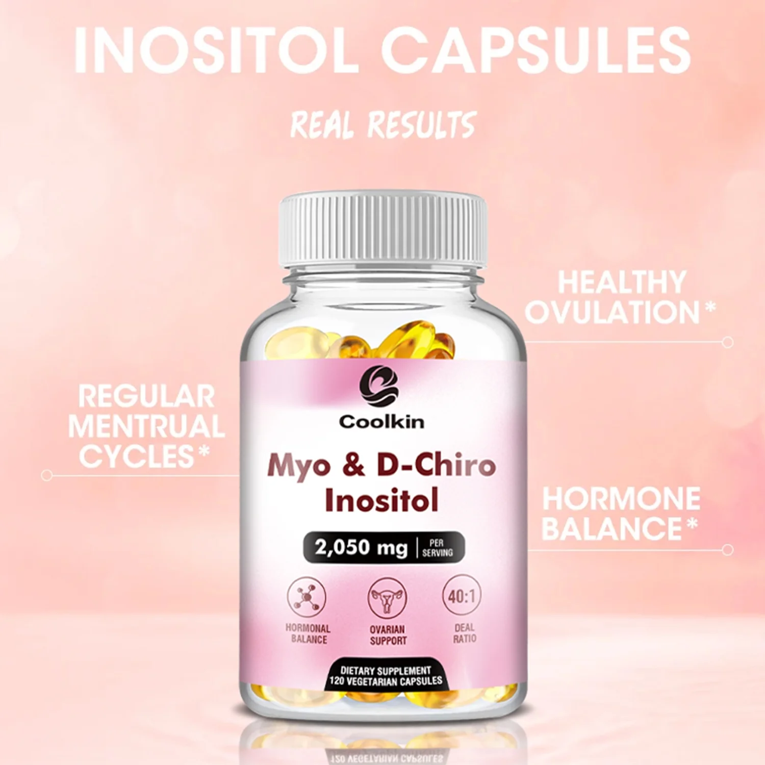Coolkin Myo & D-Chiro Inositol 2050mg-Female Fertility Health,Regulate Menstrual Cycle(30/60/120pcs)