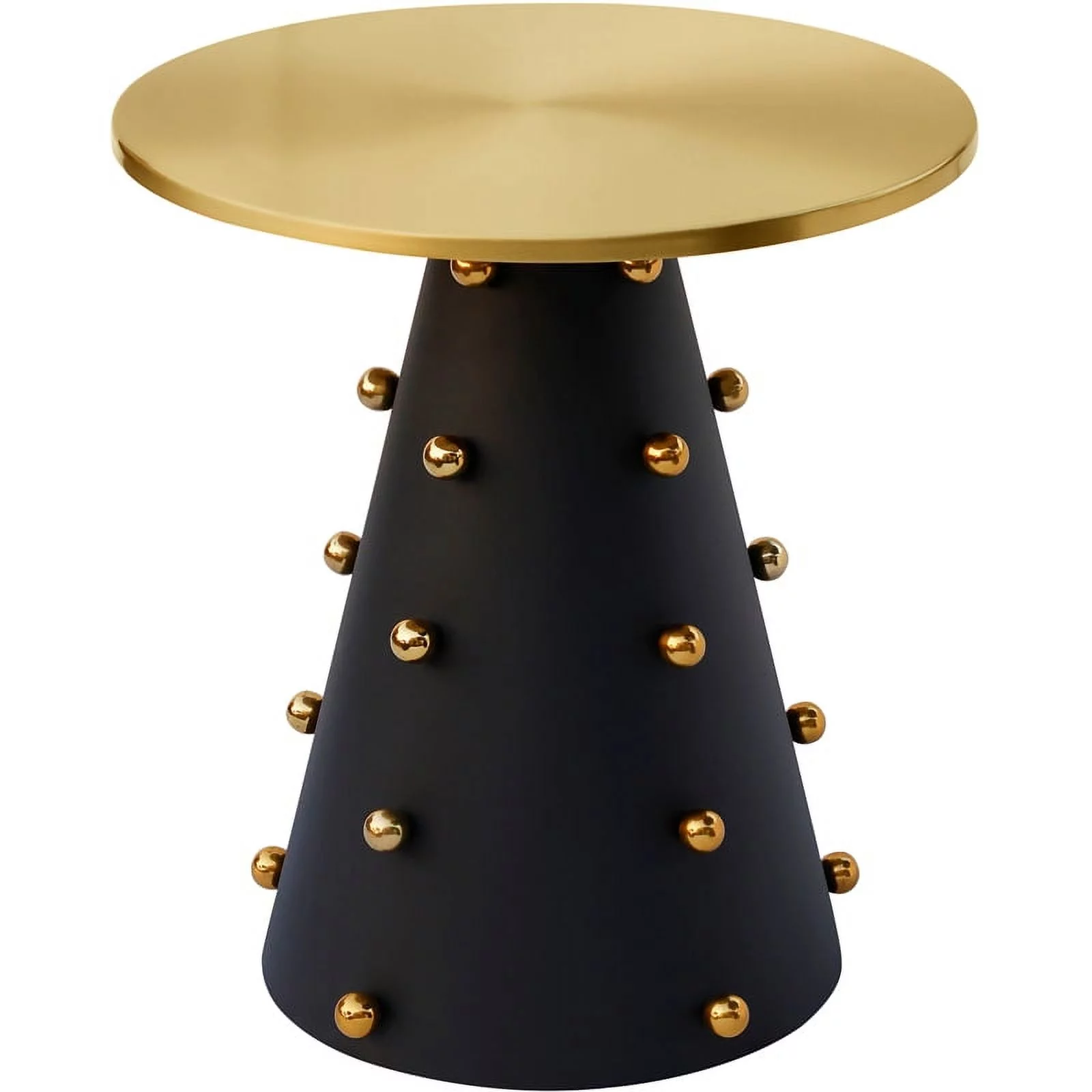 Meridian Furniture Raven Brushed Gold Top End Table with Matte Black Base