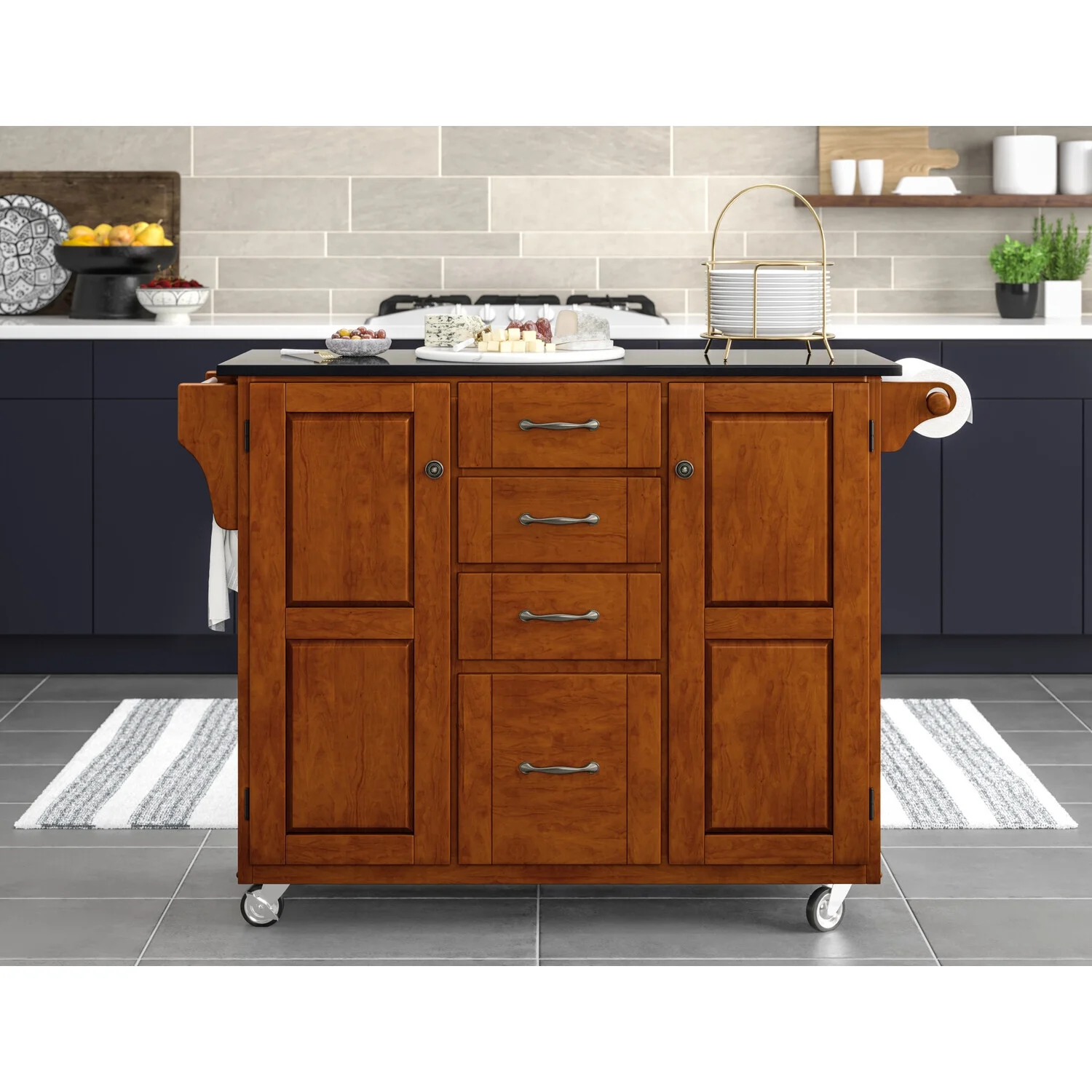 Homestock Southwestern Style Brown Wood Kitchen Cart