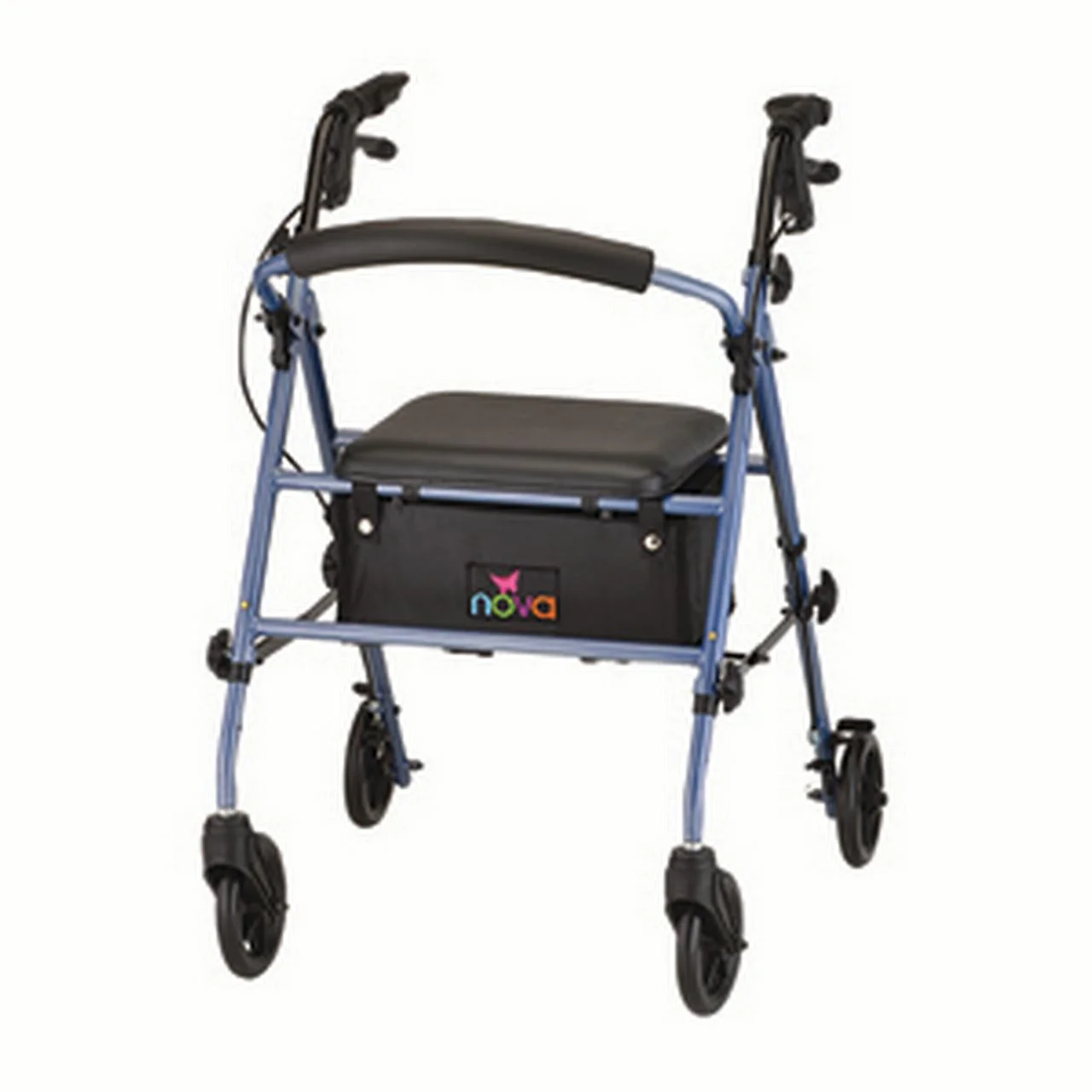 Rollator Nova Journey Steel Frame Rolling Walker Weight Capacity 275 lbs (Blue)