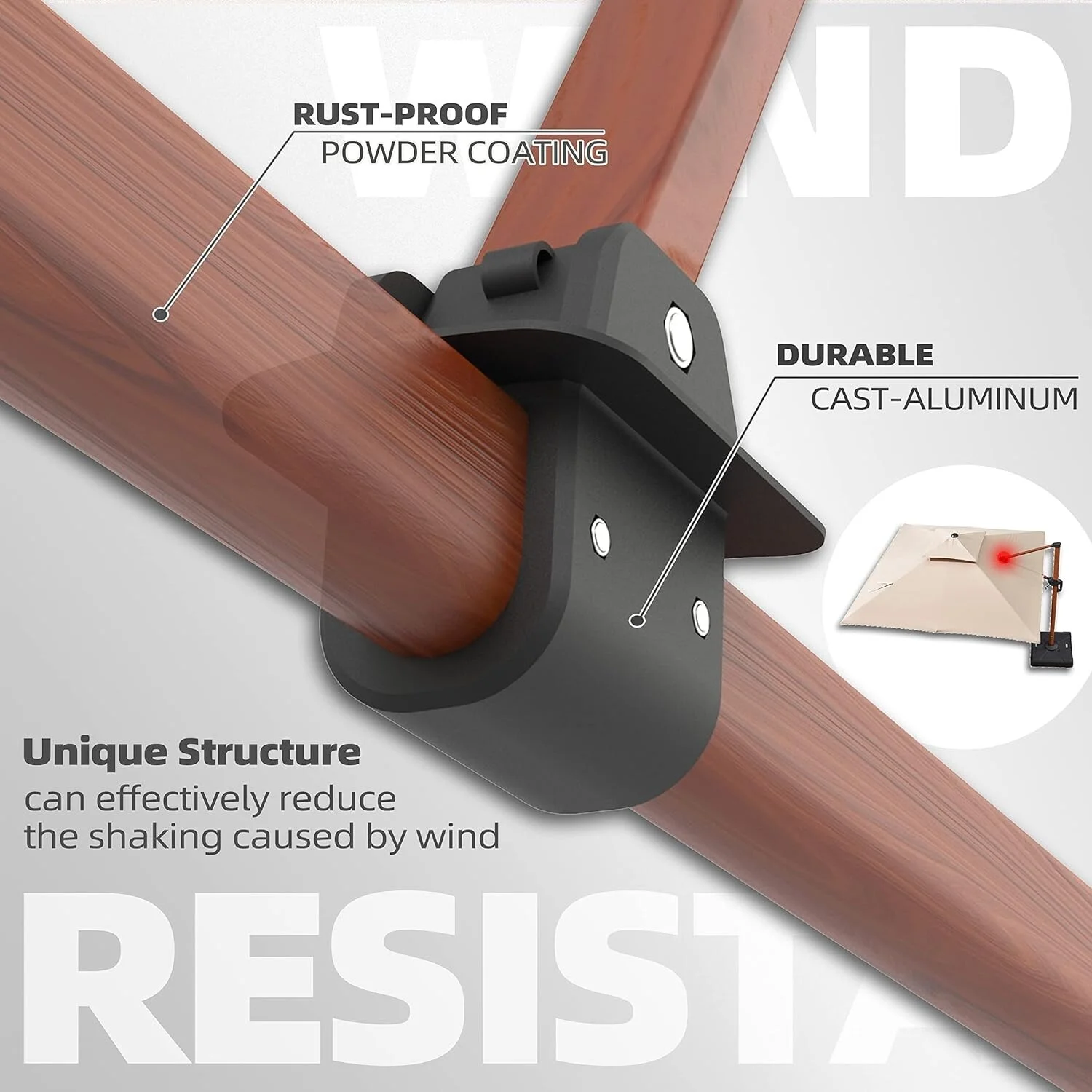 PURPLE LEAF  10ft Square Wood Pattern Patio Cantilever Umbrella Cream