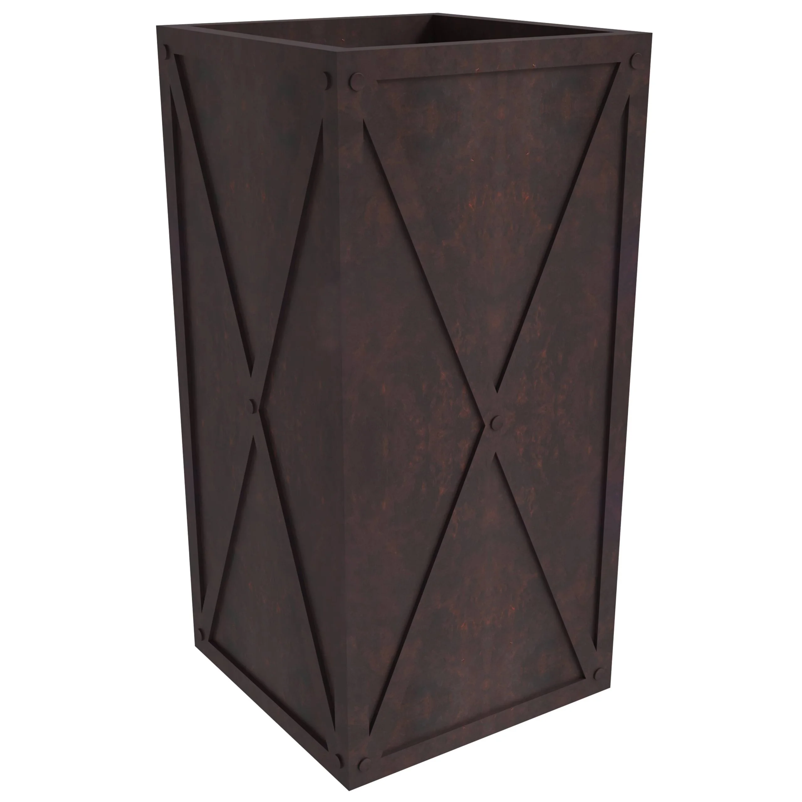 LeisureMod Payprus Indoor and Outdoor Rectangular Fiberglass Planter in Brown
