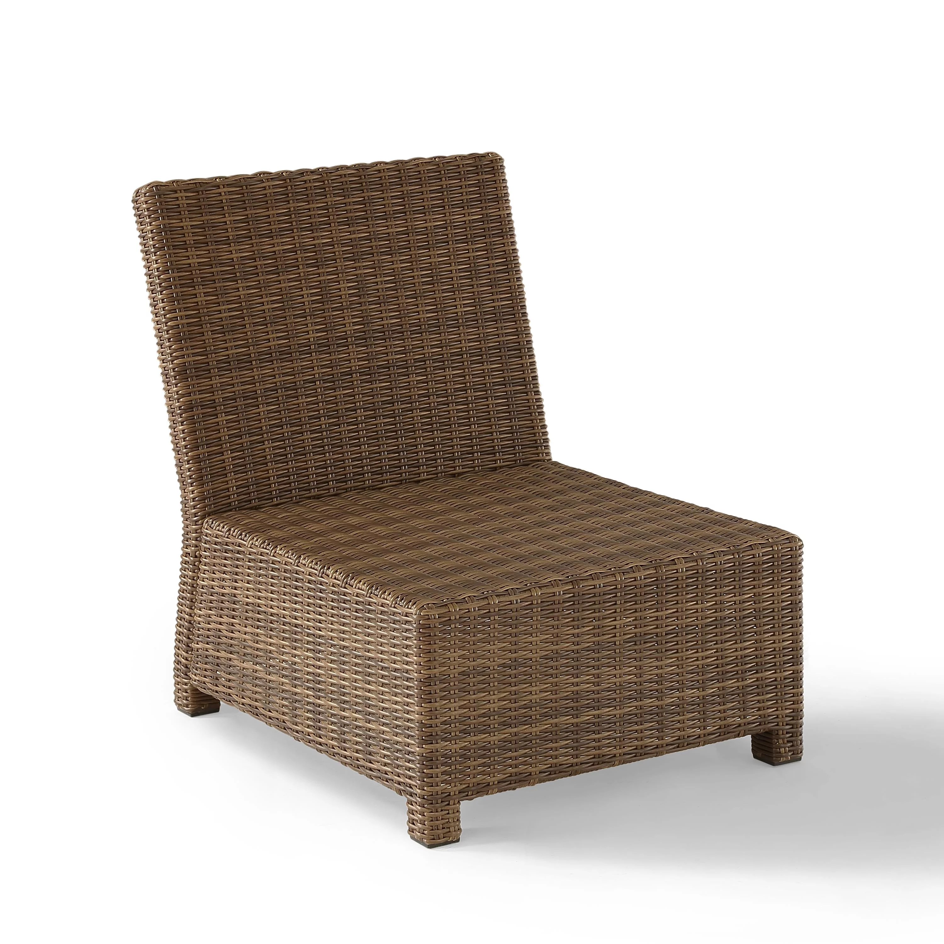 Crosley Furniture Bradenton Fabric Armless Patio Chair in Brown and Sand