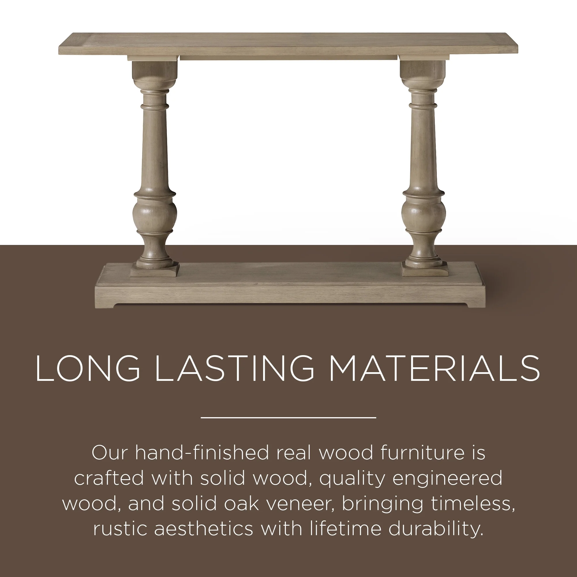 Maven Lane Arthur Traditional Wooden Console Table in Antiqued Grey Finish