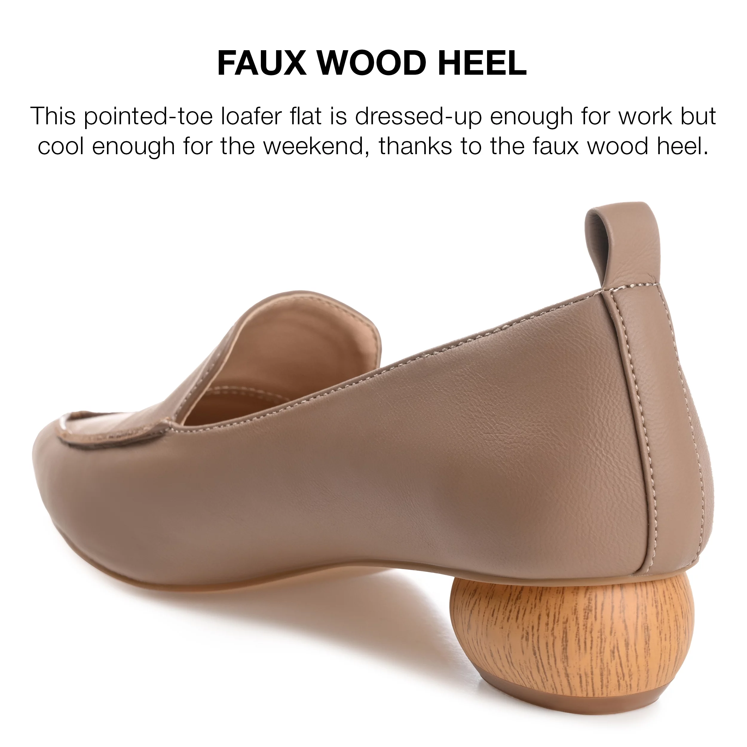 Journee Collection Womens Maggs Wide Width Loafer Pointed Toe Slip On Flats