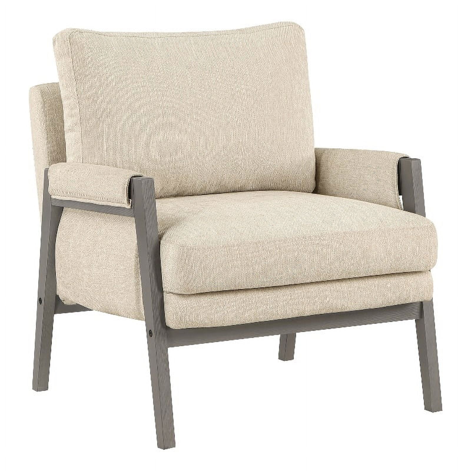Amari Wood Frame Armchair in Cream Fabric