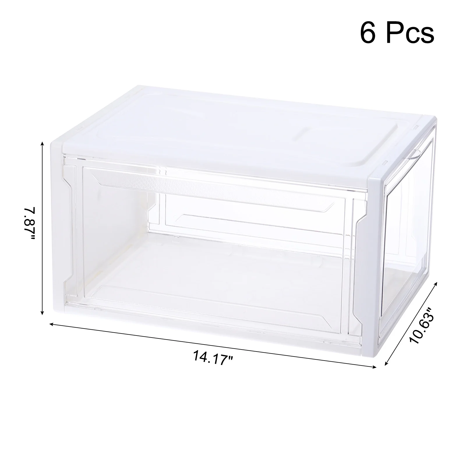 Uxcell 6PCS PMMA Shoe Display Case 14.17x10.63x7.87 Inch PP Transparent White Large Magnetic Front Door Stackable