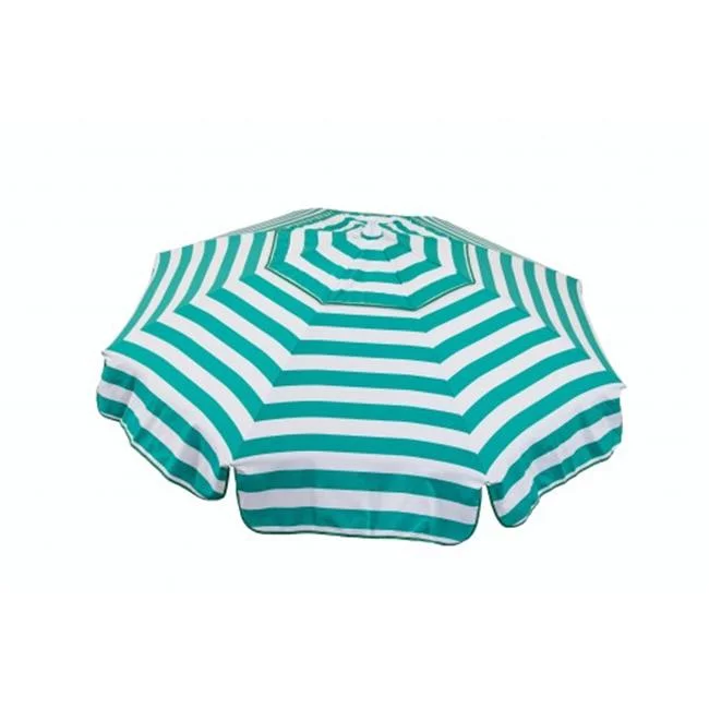 Italian 6 ft. Umbrella Acrylic Stripes Jade Green And White - Beach Pole