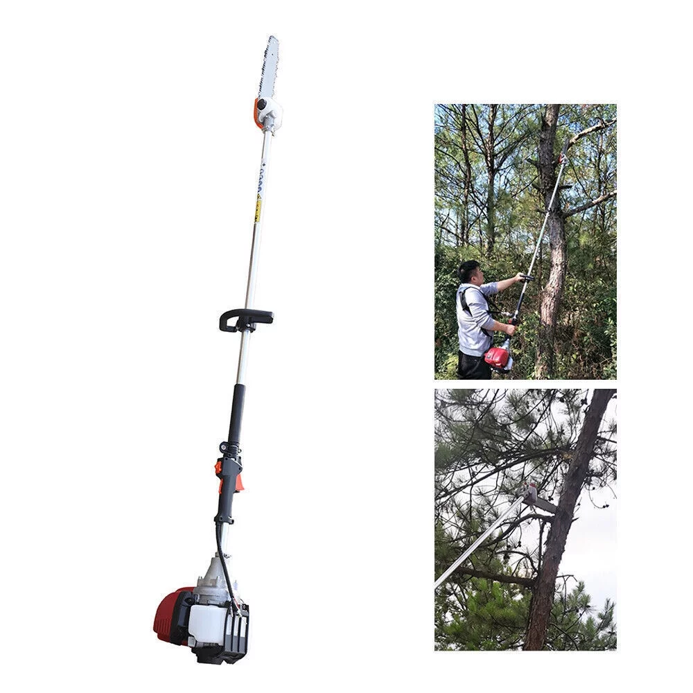 4-Stroke Gas Pole Saw,35.8cc High Branch Saw Gasoline Pruner Trimmer ,Cordless Pole Chainsaw Hedge Trimmer Grass Brush Cutter Multifunctional Tools for Garden and Tree