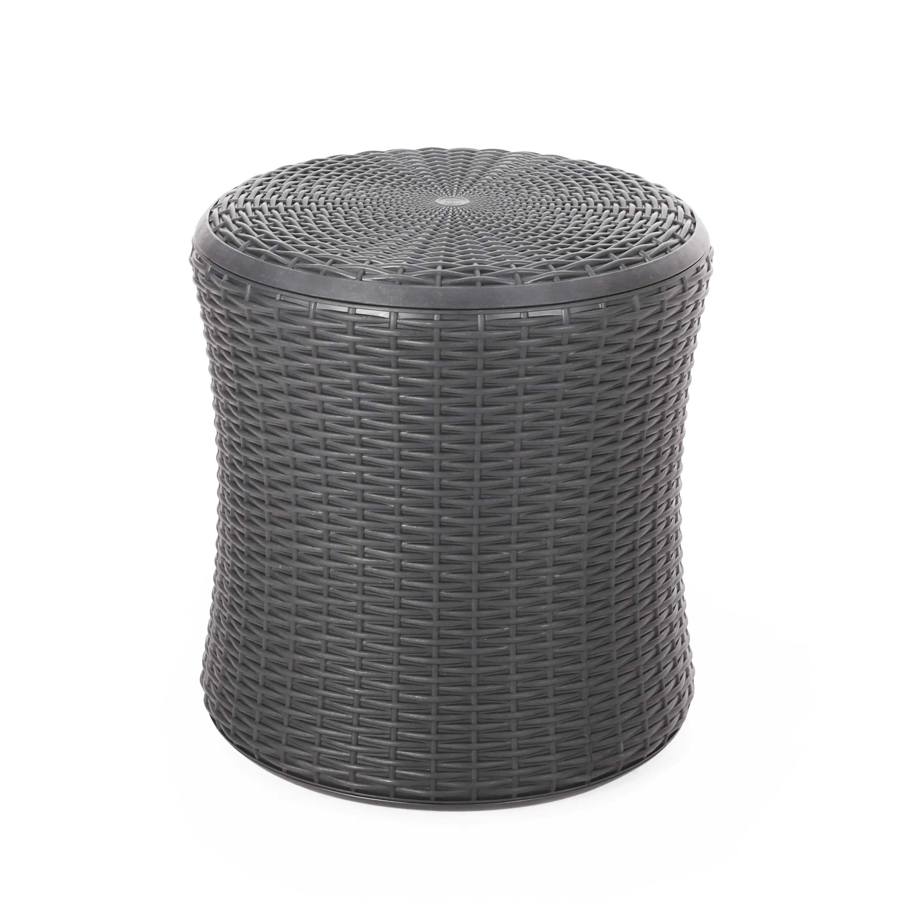 Noble House Olivo Outdoor Polypropylene Resin Patio Side Table in Dark Gray