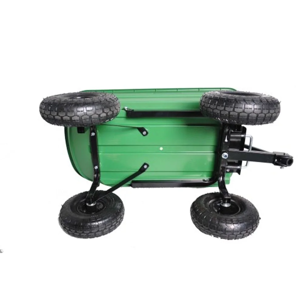 Folding car Poly Garden dump truck with steel frame, 10 inches. Pneumatic tire, 300 lb capacity body 55L Green