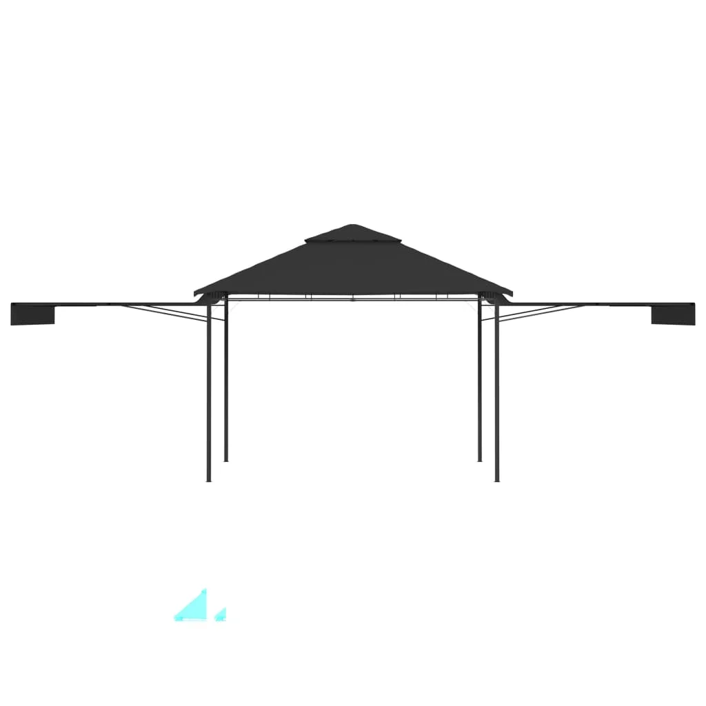 Gazebo with Double Extending Roofs 9.8'x9.8'x9' Anthracite 0.6 oz/ft2